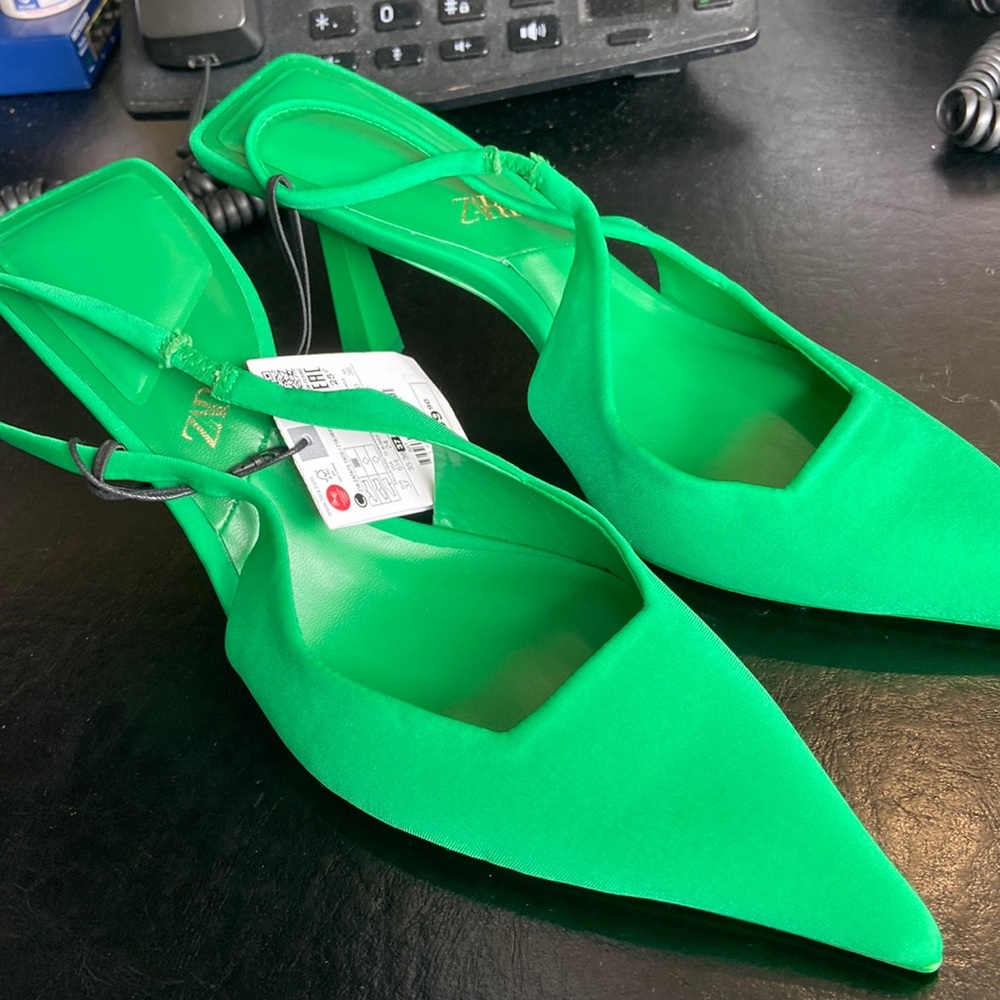 Zara Green sling back shoe size 37